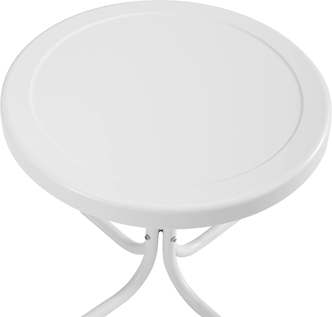 Crosley Furniture Griffith 3-Piece Outdoor Rocking Chair and Side Table Set, Retro Metal Bistro Patio Sets, White Gloss and White Satin