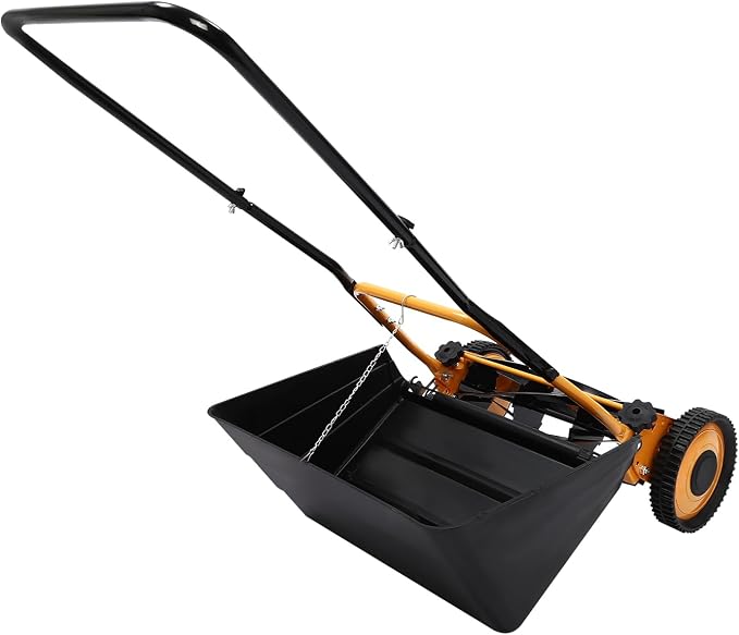 Manual Push Lawn Mower with Grass Catcher, Adjustable Cutting Height, 2 Wheels, Eco-Friendly for Home Gardens Backyards Lawns & Small Yards (14, Inches)