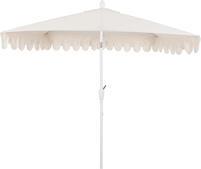 Eyely BMU1202 Noah 9 ft. Classic MidCentury Scalloped Fringe Market Patio Half Umbrella with Crank for Garden, Pool & Deck, Tilt Button and UV Protection