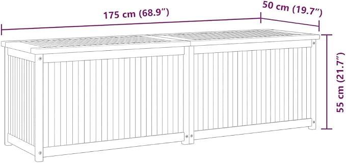 Solid Teak Wood Garden Storage Box, Large 68.9 Inch Outdoor Deck Chest for Patio Furniture Cushions and Gardening Tools, Natural Brown Finish Minimalist Design for Backyard Garage