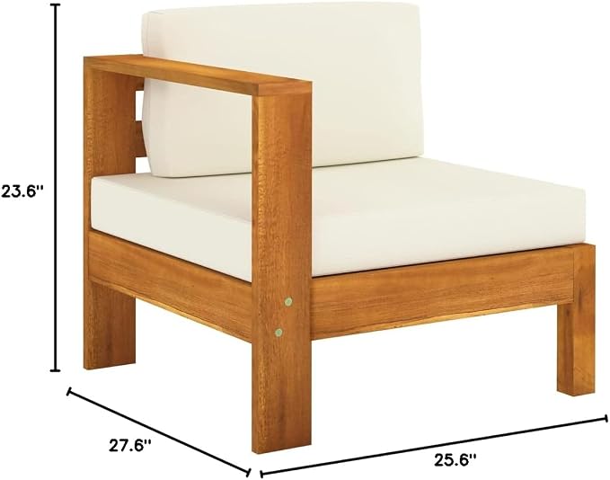 4-Seater Patio Sofa with Cream White Cushions,Outdoor Couch,Patio Bar Set,Modern Outdoor Furniture,Dining Bench with Back,Bistro Set,for Patio Deck Garden,Backyard & Lawn,Solid Acacia Wood