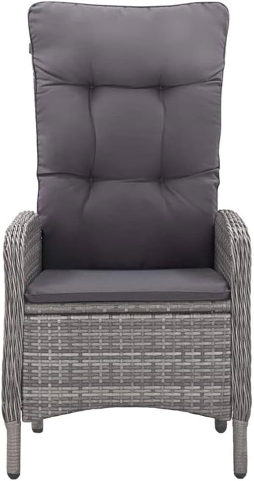 Afuera Living Synthetic Poly Rattan Patio Dining Set, 47.2 x 47.2 in Table, Gray Finish, 8 Armchairs with Cushions, Weather-Resistant, Modern Outdoor Furniture for Garden, Terrace, Backyard Dining