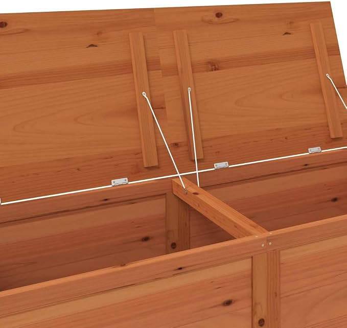 Solid Fir Wood Outdoor Storage Box Rectangular Brown 59.1" W x 19.7" L x 22.0" H Deck Box for Cushions, Toys, Blankets Garden and Patio Furniture