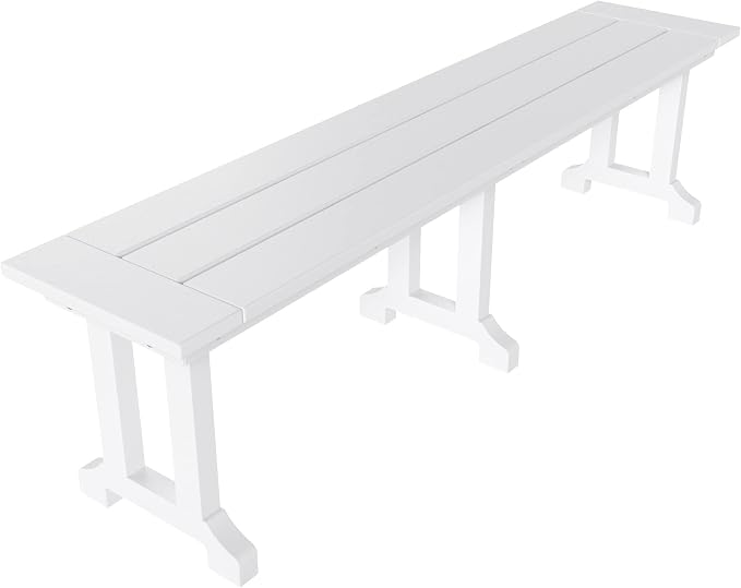 WO Home Furniture Adirondack Patio Dining Chair Table Bench Set of 6 PCS Rectangle Dinner Table Dining Armless Chairs (White)