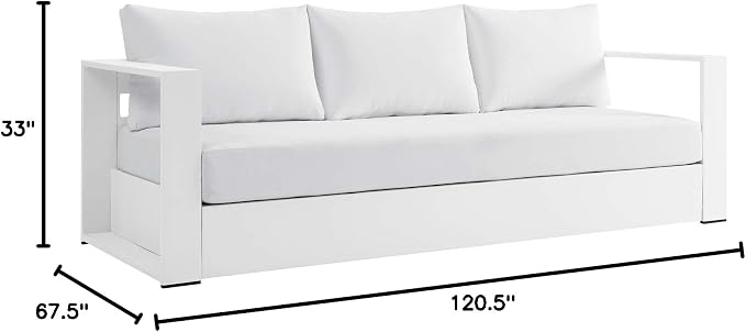 Modway Tahoe Aluminum 3-Piece Outdoor Patio Set in White White