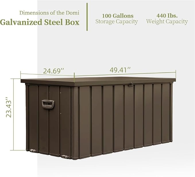 Large 120-Gallon Waterproof Outdoor Storage Box for Patio, Deck, or Poolside – Durable Weather-Resistant Design with Lockable Lid (100 Gallon (Dark Brown))