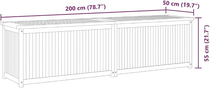 Patio Garden Storage Box, Outdoor Storage Box Deck Box, Entryway Storage Box, Outdoor Storage Organization Box for Garden Balcony Yard, 78.7"x19.7"x21.7" Solid Wood Teak,-632