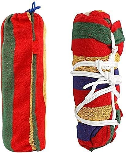 Cotton Canvas Hammock with Tree Straps Spreader Bar Swing Bed for Balcony, Backyard, Camping & Beach - Max Load 280kg (red)
