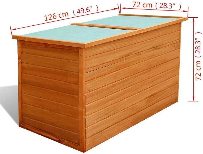 【Fast Shipping】 Outdoor Deck Box Storage, Pool Toys, Gardening Tools, Furniture Patio Storage Box 49.6"x28.3"x28.3" Wood