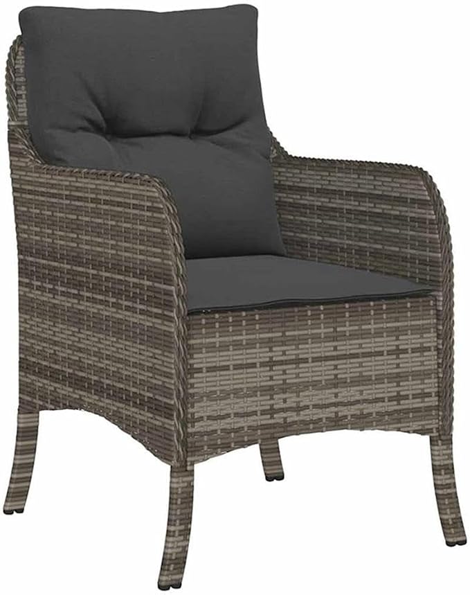 Afuera Living 7 Piece Poly Rattan Garden Dining Set, Gray Finish, UV-Resistant Powder-Coated Steel, Removable Cushions, Tempered Glass Tabletop, Modern Patio Furniture for Outdoor Dining and