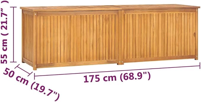 Solid Wood Patio Storage Box Outdoor Storage Bench, Solid Teak Wood Deck Box, Wooden Outdoor Storage Organization Box with Liftable Top for Garden,Patio,Backyard, 68.9"x19.7"x21.7"