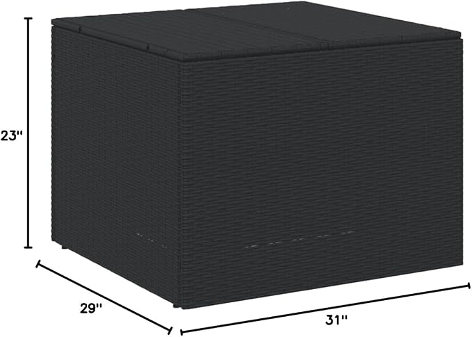 Outdoor Storage Box 76.9 Gal Black PE Rattan Patio Deck Box with Water-Resistant Bag, Powder-Coated Steel Frame for Garden Poolside Furniture Cushions Pillows