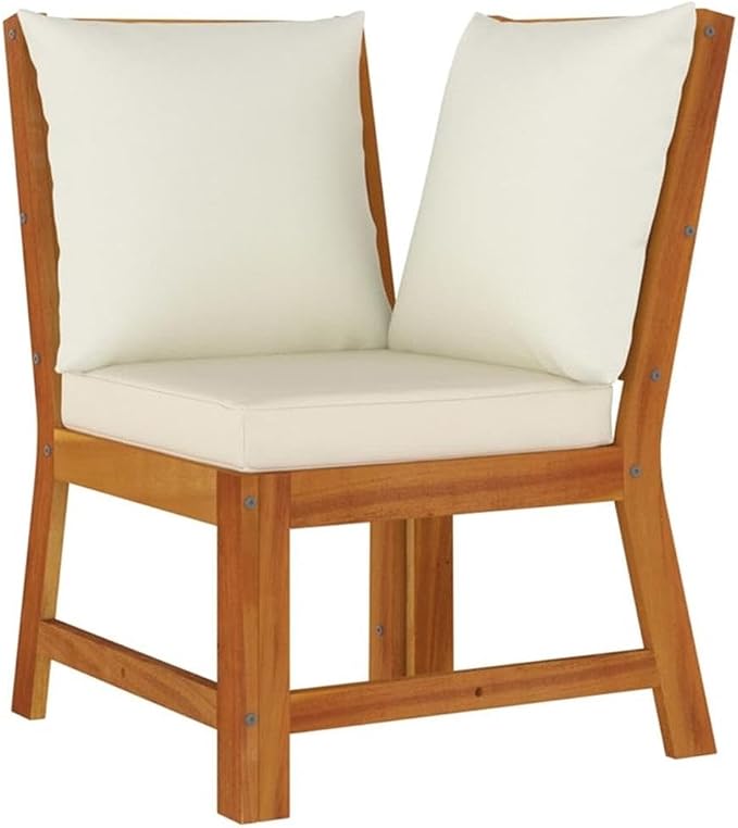 Afuera Living 11-Piece Patio Dining Set, Solid Acacia Wood with Cream Cushions, Modular Layout, Oiled Finish, Retro Style Outdoor Seating for Up to 10 People, Garden or Conservatory Use