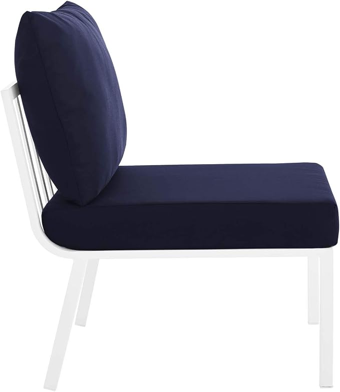 Modway Riverside 5 Piece Outdoor Patio Aluminum Set, 59 x 85.5 x 28, White Navy