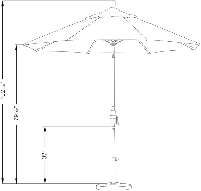 California Umbrella 9' Rd Tahoe Series Aluminum Patio Umbrella, Crank Lift, Collar Tilt, White Finish, Sunbrella Gateway Blush Fabric