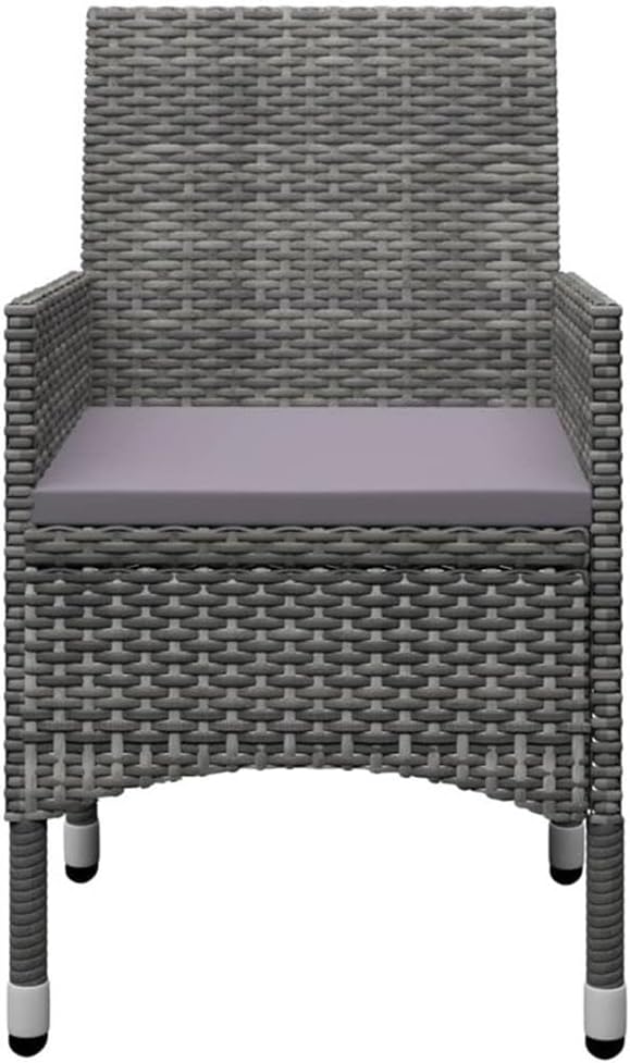 Afuera Living 7-Piece Patio Dining Set, Solid Acacia Wood Table, Powder-Coated Metal Frame, Oiled Gray Finish, Cushioned Rattan Chairs, Weather-Resistant Outdoor Seating for Garden or Backyard Use