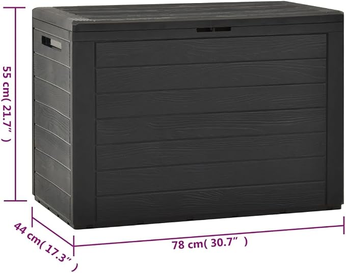 Storage Box Anthracite Polypropylene Deck Storage Garden Tool Organizer for Patio Balcony 30.7x17.3x21.7 in