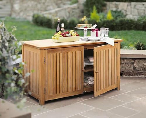 Grade-A Teak Wood Outdoor Patio Garden Chest Storage Cabinet