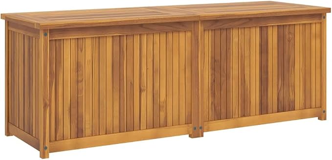 Solid Teak Wood Garden Storage Box 59.1 Inch Large Rectangular Outdoor Deck Container for Cushions Tools Patio Furniture Organizer