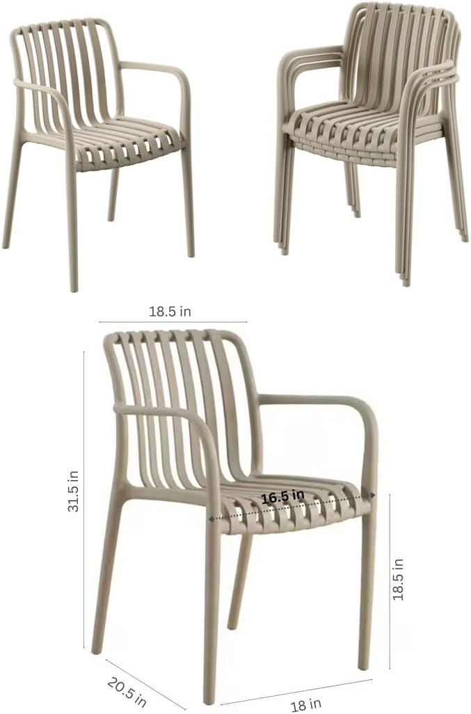 Urban Elements Frida Rectangular Extendable Patio Furniture Set | 100% Certified Teak Finish | Backyard Furniture, Outside Table and Chairs, Rectangular Outdoor Dining Set (Sand, 9-Piece)