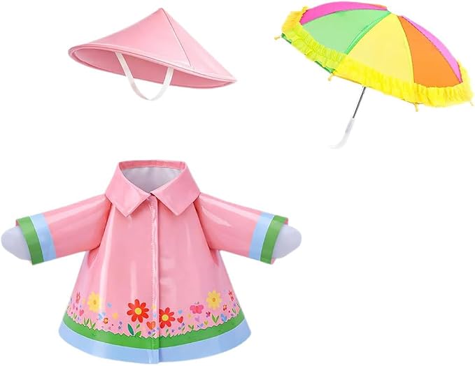 Raincoat Porch Goose Outfits with Umbrella Hat, Goose Spring Outfit Lawn Goose Raincoat Clothes Costume Fits 23" Geese Statue, Summer Garden Lawn Patio Yard Outdoor Decor (Raincoat-pink flower)