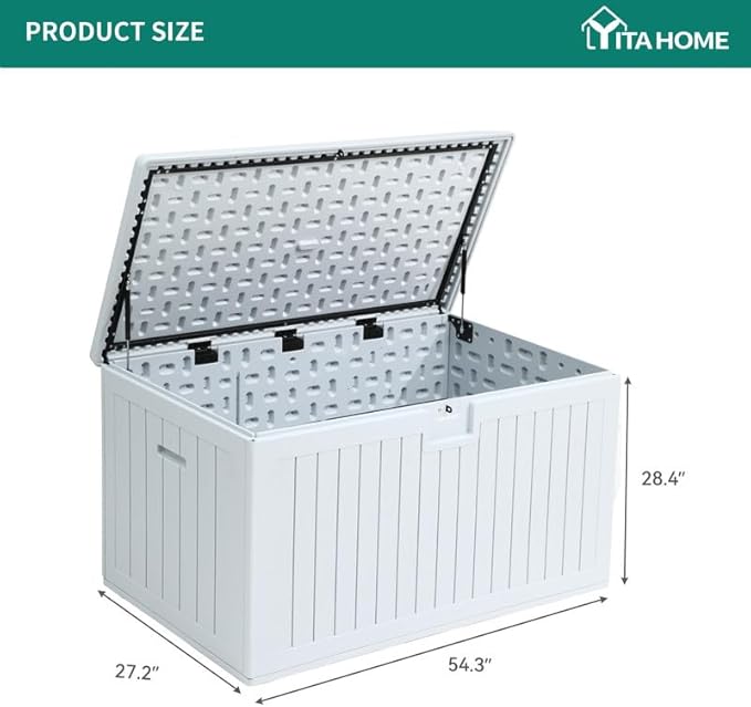 YITAHOME XL 180 Gallon Large Deck Box,Outdoor Storage for Patio Furniture Cushions,Garden Tools,Waterproof,Lockable (White)