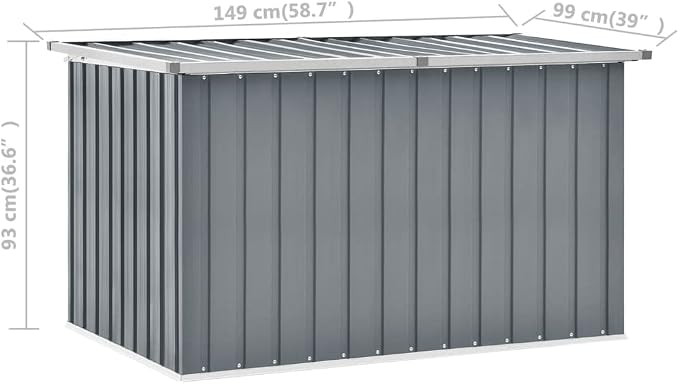Patio Storage Box,deck box,outdoor storage box,toolbox,patio furniture,Easy to open and close with hinged lid, Gray 58.7"x39"x36.6"