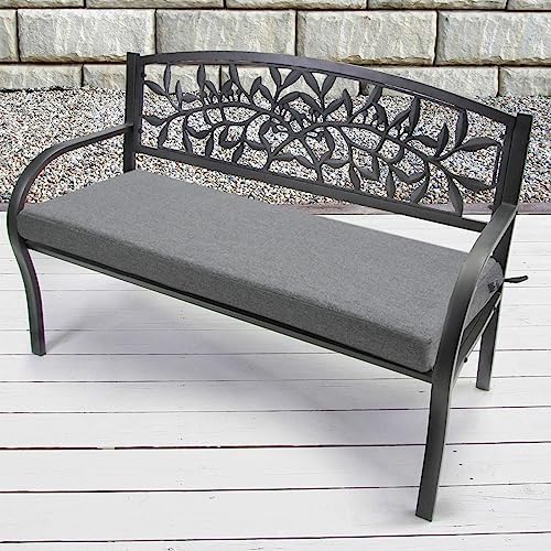 FUNHOME Outdoor Bench Cushion Covers,42" x 18" x 3", No Insert! Patio Cushion Covers Replacement for Outdoor Furniture,Water Resistant Patio Loveseat Cushion Covers 1 Pack, Grey(Covers ONLY)