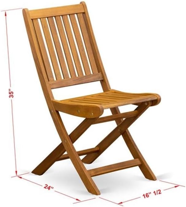 East West Furniture BSDK9CWNA 9 Piece Patio Garden Table Set Includes an Oval Outdoor Acacia Wood Dining Table and 8 Folding Side Chairs, 36x79 Inch, Natural Oil