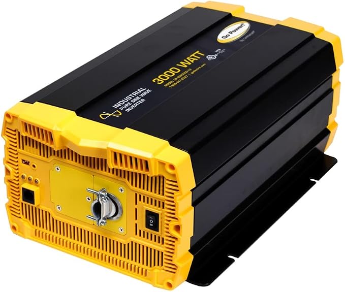 Go Power GP-ISW3000-12 3000 Watt Industrial Pure Sine Wave Inverter, 12V DC to 110V AC Power Inverter for Truck, RV, Marine, Solar & Off-Grid Use, 6000W Surge, Hardwire Connection, Powersave Mode