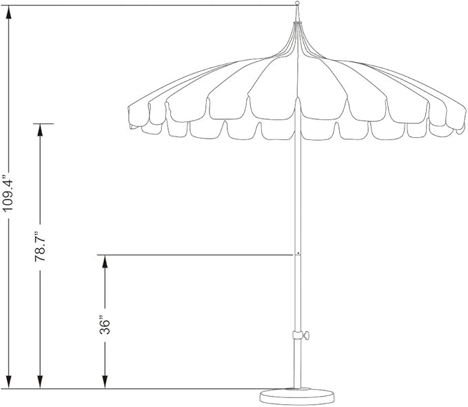 California Umbrella 8.5' Rd. Pagoda Style Patio Umbrella, White Pole, Red/Natural