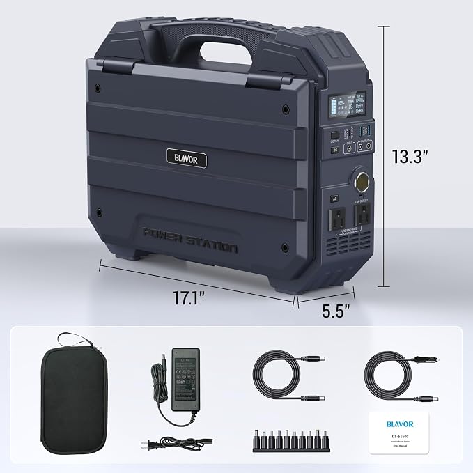 BLAVOR Portable Power Station 1600W (Peak 3200W), Built-in Solar Panel, 1024Wh LiFePO4 Battery, 100W USB-C Fast Charge, Solar Generator for Home Backup, Camping, Power Outages & RV