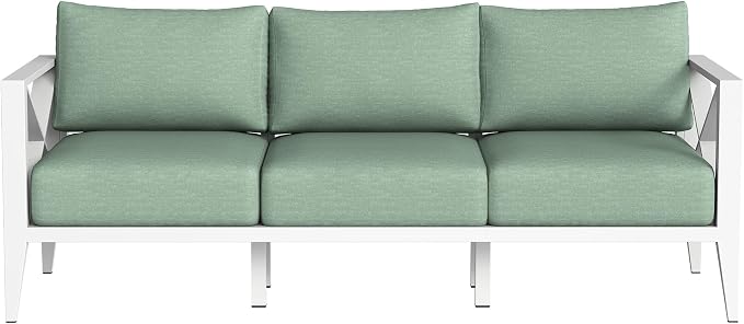 Outdoor Patio Sofa 3 Seat Couch with Cushions, Aluminum Patio Furniture Deep Seating Outdoor Couch for Backyard Deck Garden Conversation Area
