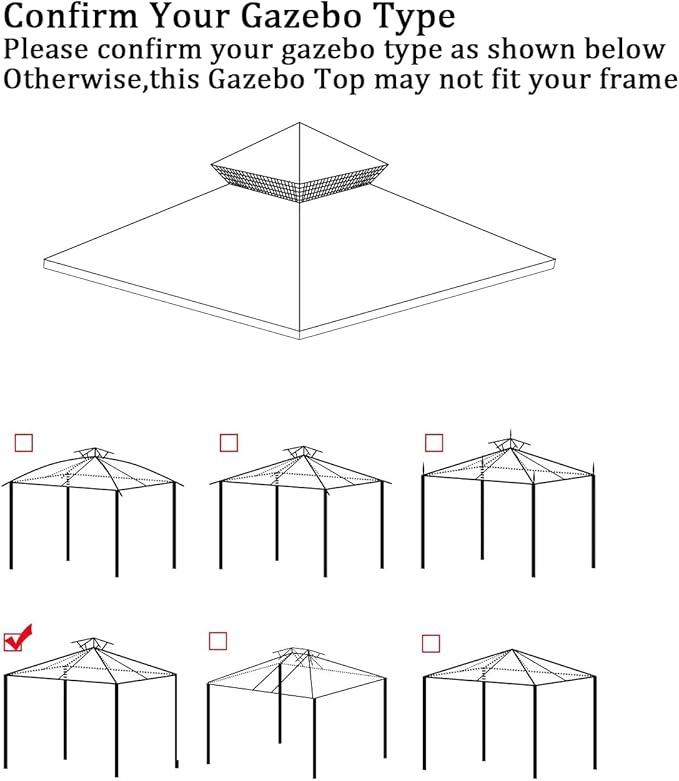 Gazebo Replacement Top 10x12 FT, Gazebo Canopy Replacement Cover for 2 Tier Outdoor Patio Garden Tent Frames,Canopy Cover with Air Vent, Brown