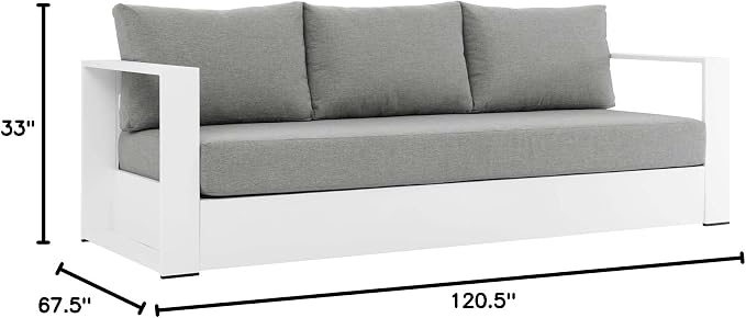 Modway Tahoe Aluminum 3-Piece Outdoor Patio Set in White Gray