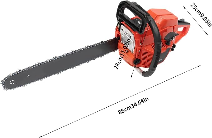 20 Inch Gas Chain Saw, 52cc Gasoline Chain Saw, Top Handle Gasoline Powered Chainn Saww, For Cutting Wood Outdoor Home Farm Garden, 2 Stroke 2200W