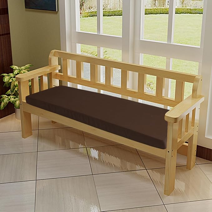 FUNHOME Outdoor Bench Cushion Cover 45 x18 x 3 inch,Water Resistant Cover with Zipper&Ties,Fade-Resistant Slipcover,Patio Porch Swing Cushion Cover Replacement Only,No Insert(Chocolate Brown)