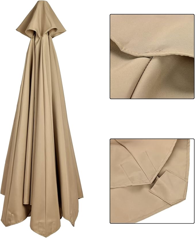 belupai 10ft Patio Umbrella Replacement Canopy, 6 Ribs Canopy Replacement Water Resistant Patio Canopy Outdoor Table Market Yard Umbrella Top Outdoor Umbrella Canopy for 56-58in Ribs (Canopy Only)(Tan, 6 Ribs)