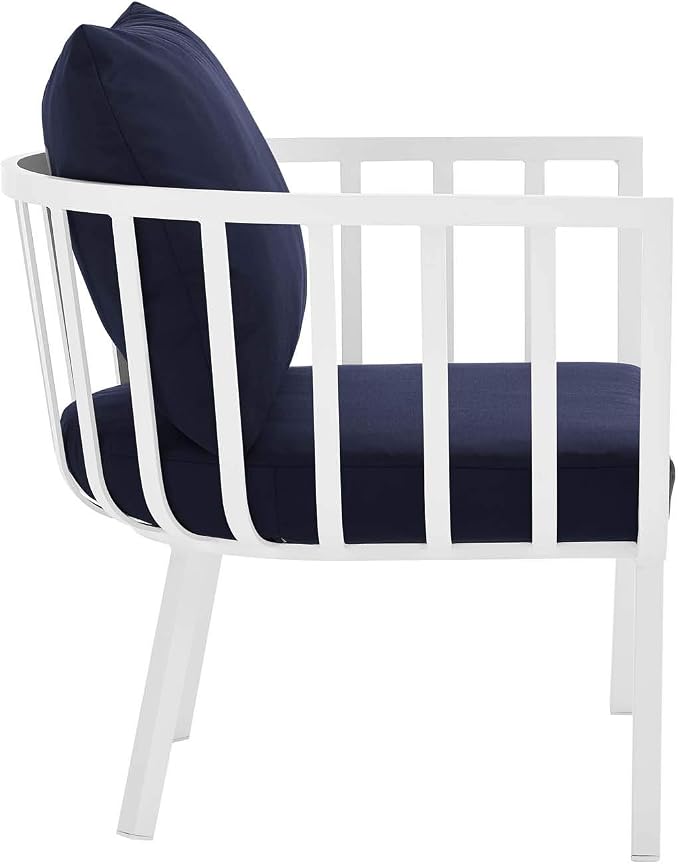 Modway Riverside 5 Piece Outdoor Patio Aluminum Set in White Navy