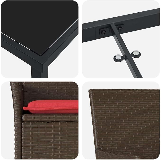 5 Piece Outdoor Dining Set, PE Rattan Patio Table and 4 Chairs with Comfortable Seat Cushions, Weather Resistant Garden Furniture for Deck Backyard