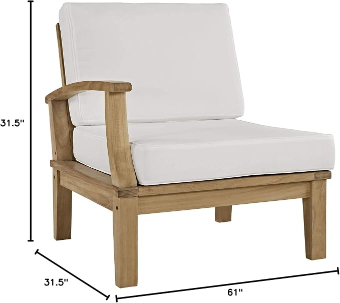 Modway EEI-1822-NAT-WHI-SET Marina Premium Grade A Teak Wood Outdoor Patio Furniture Set, 2 Piece, Natural White