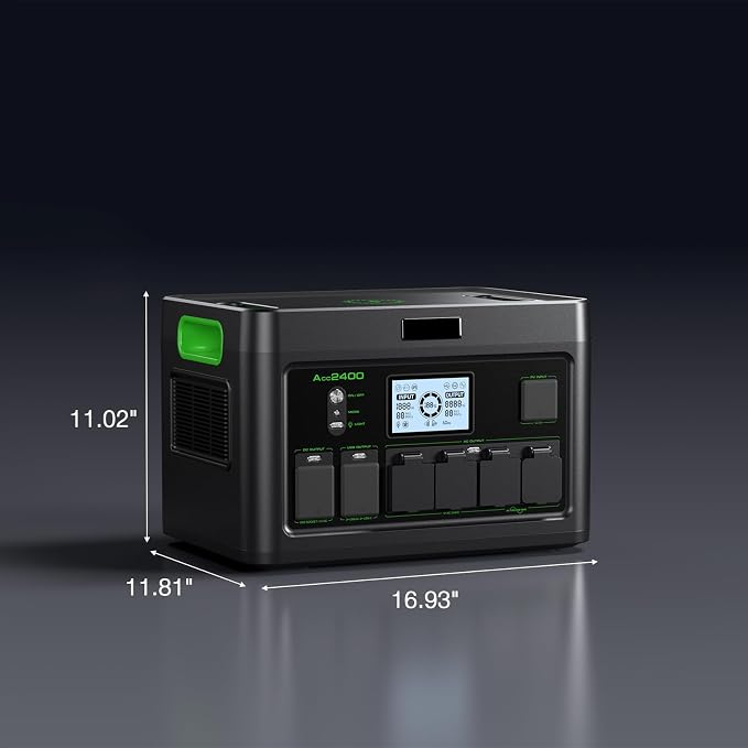 Portable Power Station 2400W, 1843.2Wh LiFePO4 Solar Generator, 4800W Peak, 12 Ports with 4 AC Outlets & 100W USB-C PD, Ultra-Fast 2H Charging for Home Backup, RV Camping, Emergency Power Outages