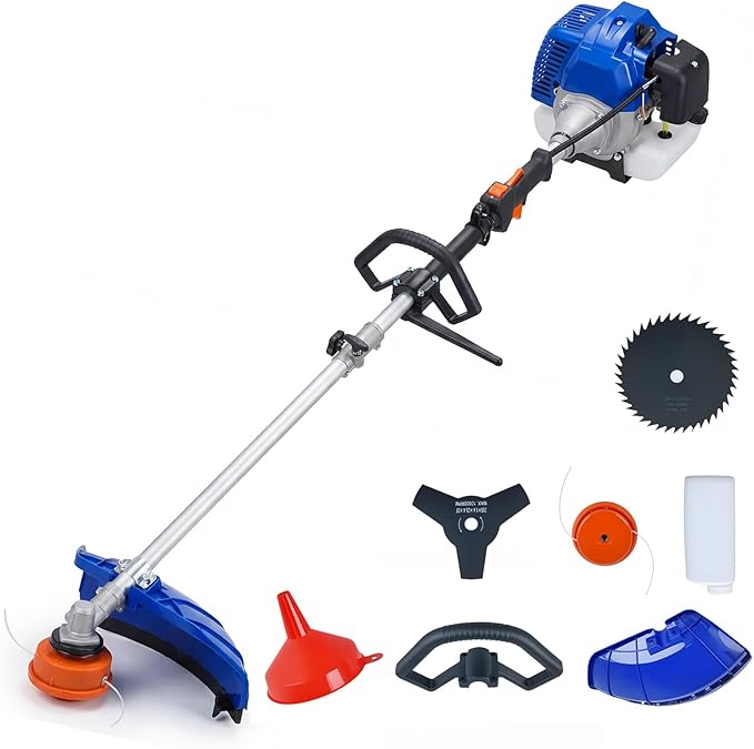 3-in-1 Grass Trimmer with 1 Grass Head and 2 Blades, String Strimmer Gas Powered, Durable, Versatile, Efficient, Easy to Use