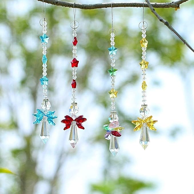 7PCS Crystal Guardian Angel Suncatchers for Window Hanging | Rainbow Maker Sun Catchers Crystals For Indoor Window Home Garden Decor Glass Angel Ornaments For Christmas Tree Gift