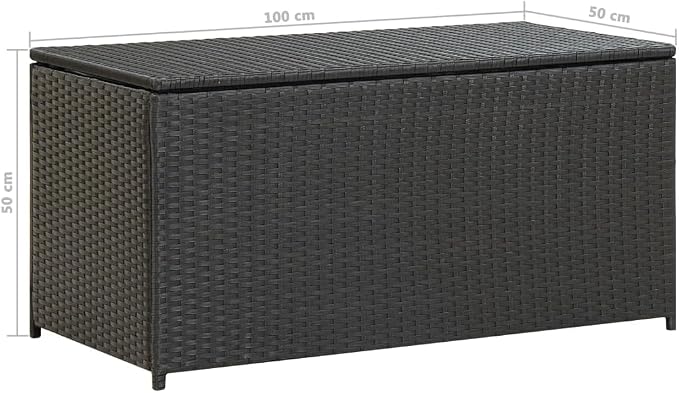 Outdoor Rattan Wicker Garden Storage Box, Patio Deck Storage Box, Patio Storage Container for Indoor, Patio Furniture Cushions, Pool Supplies,Poly Rattan 39.3"x19.6"x19.6" Black,-229