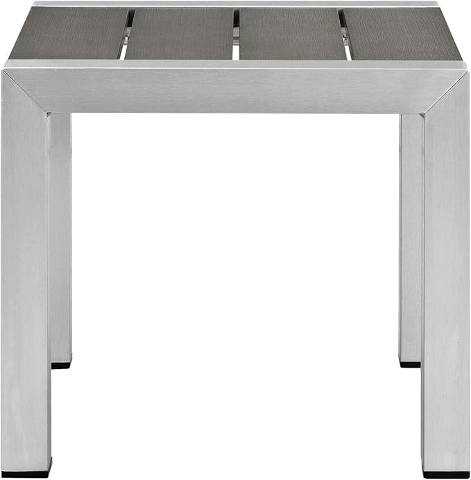 Modway Shore 3-Piece Aluminum Outdoor Patio Furniture Set in Silver Beige