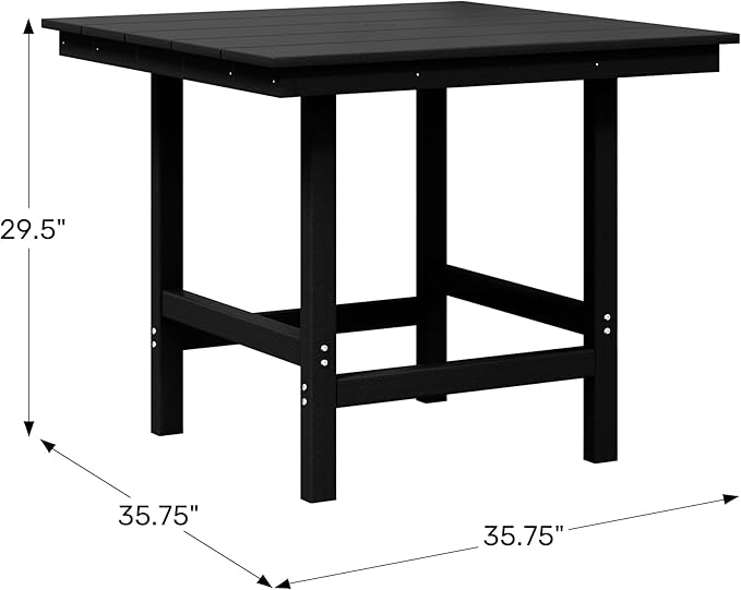 WestinTrends Ashore Outdoor HDPE 36" Square Patio Dining Table with Umbrella Hole, Gray