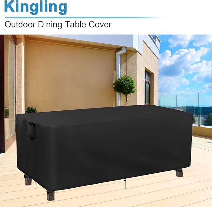 Kingling Patio Table Covers, Rectangular Outdoor Dining Table Cover 56 inch Outdoor Coffee Table Covers Waterproof Heavy Duty Patio Furniture Covers for Outside - 56''L x 32''W x 28''H Inch (Black)