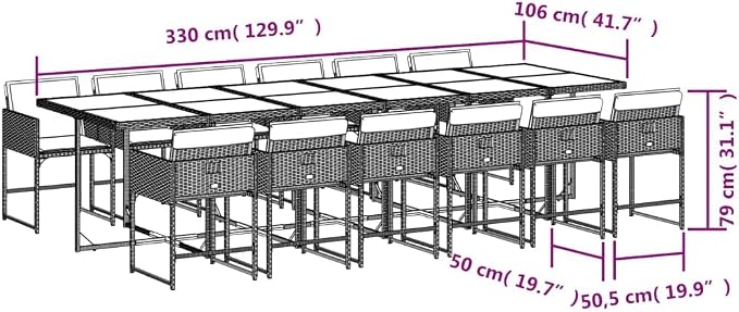 13 Piece Patio Dining Set, Foldable PE Rattan Garden Table and Chairs with Washable Cushions, Space Saving Cube Outdoor Furniture for Backyard, Balcony and Deck
