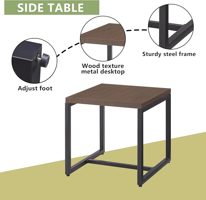 Outdoor Patio Swivel Rocker Chairs - 3 Piece Wicker Patio Furniture Bistro Set with 2 Swivel Rocking Chairs and 1 Metal Side Table,Thick Cushions,Deep Seating for Deck Porch Garden(Brown/Grey)